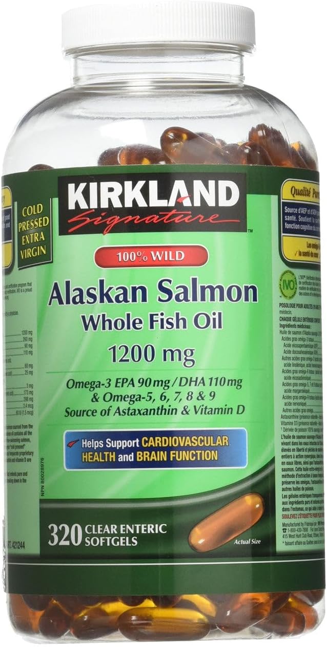 Wild Alaskan Salmon Oil Softgels with High EPA and DHA - 320 Enteric Coated Capsules