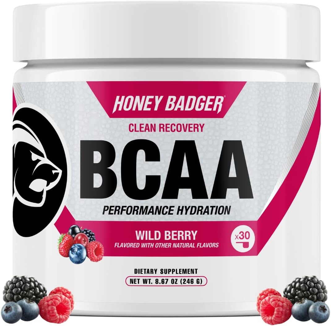 Wild Berry BCAA + EAA Amino Acids Powder for Hydration & Muscle Recovery - Keto & Vegan Friendly, Sugar Free Drink Mix (30 Servings)