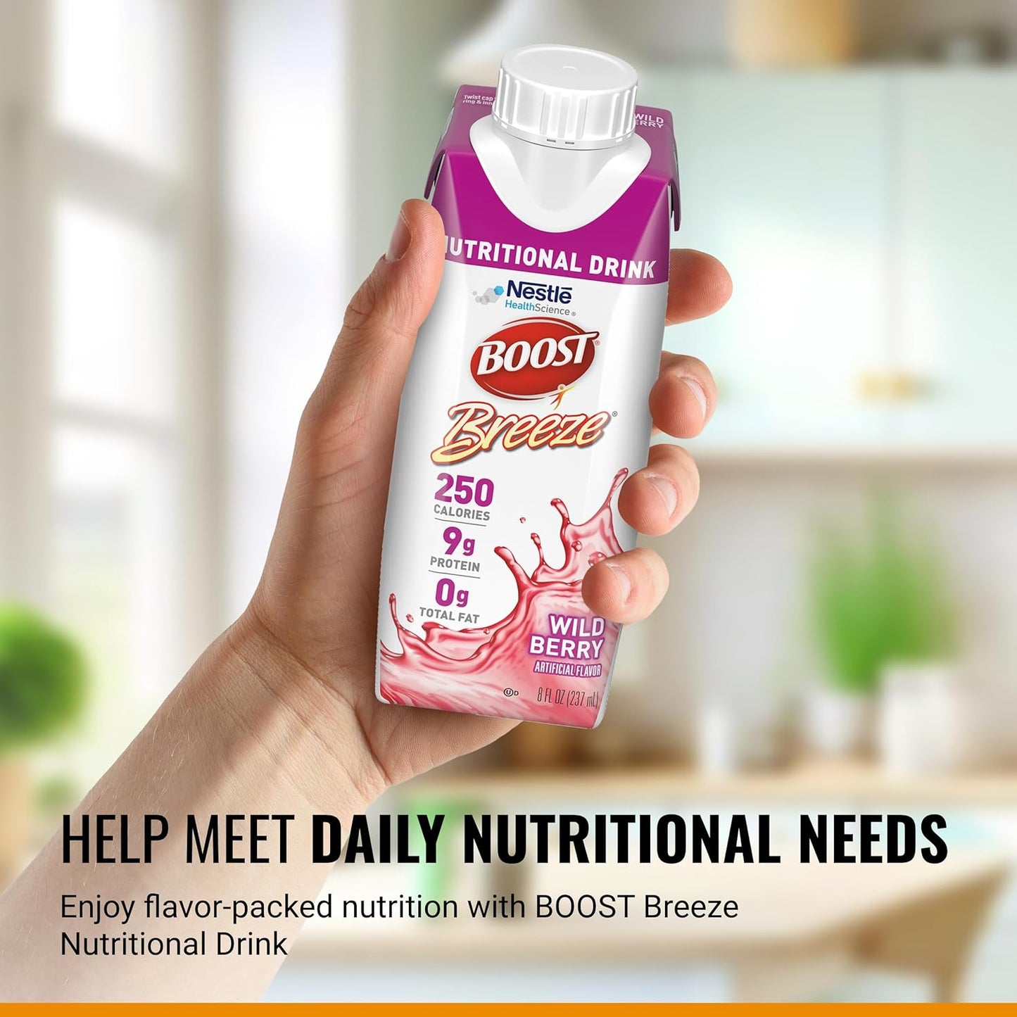 Wild Berry Flavored Boost Breeze Clear Nutritional Drink - 250 Calories - 19 Vitamins & Minerals - 9g Protein - Pack of 24 x 8 fl oz, Fortified with Vitamin A & Zinc for a Healthy Boost