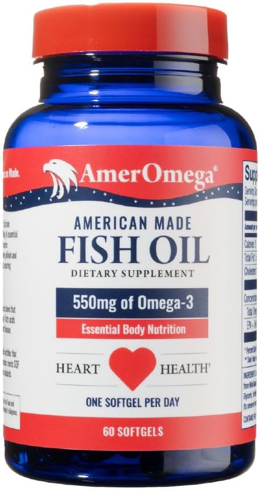 Wild-Caught Alaskan Walleye Pollock Omega-3 Fish Oil Softgels for Heart Health - American-Sourced & Non-GMO - 60 Softgels