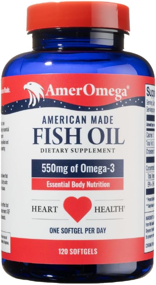 Wild-Caught Alaskan Walleye Pollock Omega-3 Fish Oil Softgels - Heart Health Support - American-Sourced & Non-GMO - 120 Softgels