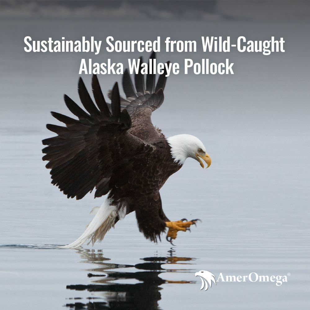 Wild-Caught Alaskan Walleye Pollock Omega-3 Fish Oil Softgels for Heart Health - American-Sourced & Non-GMO - 60 Softgels
