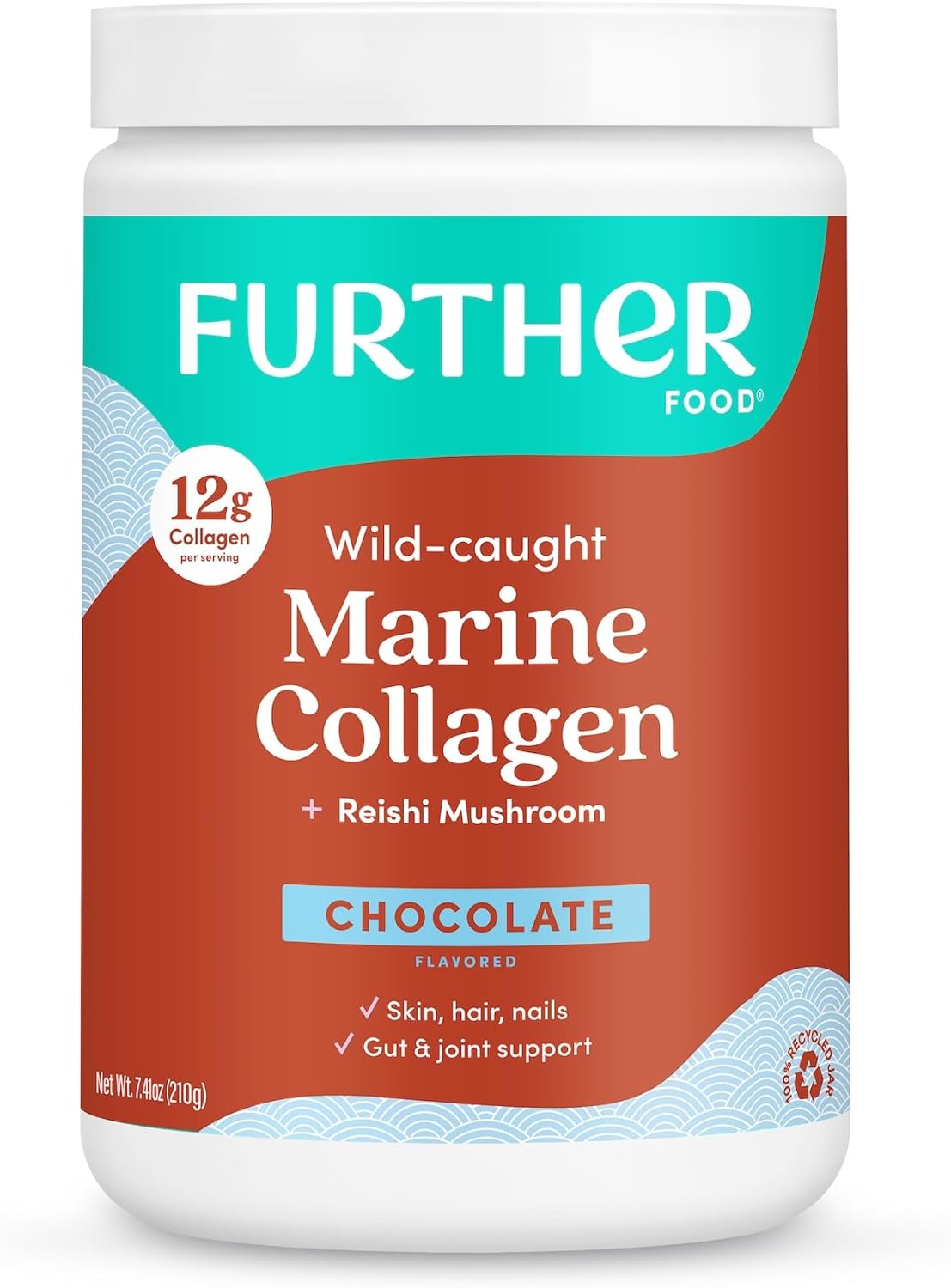 Wild Caught Chocolate Marine Collagen Peptides Powder - Type 1, 2 & 3, Gut & Joint Support - Hair, Skin, Nails - 7.41 oz Sugar-Free Formula - Sustainable