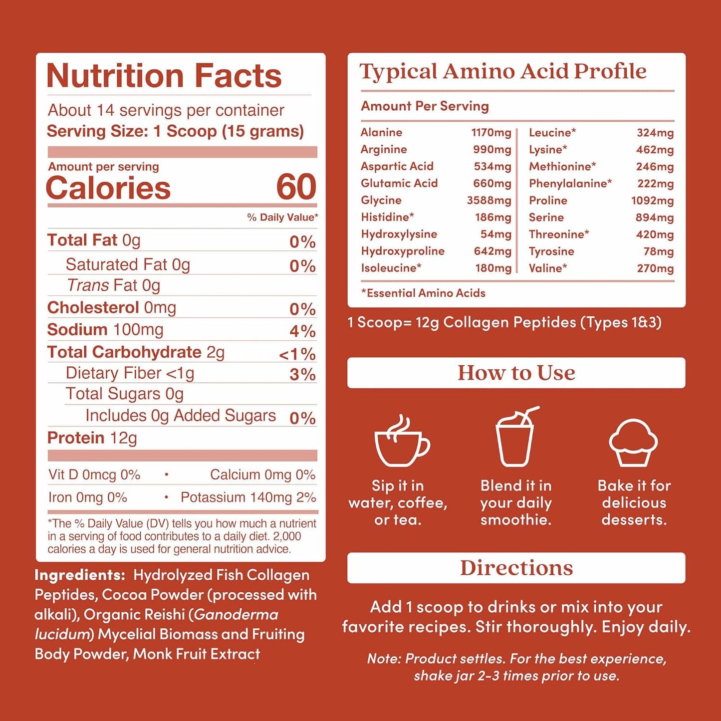 Wild Caught Chocolate Marine Collagen Peptides Powder - Type 1, 2 & 3, Gut & Joint Support - Hair, Skin, Nails - 7.41 oz Sugar-Free Formula - Sustainable