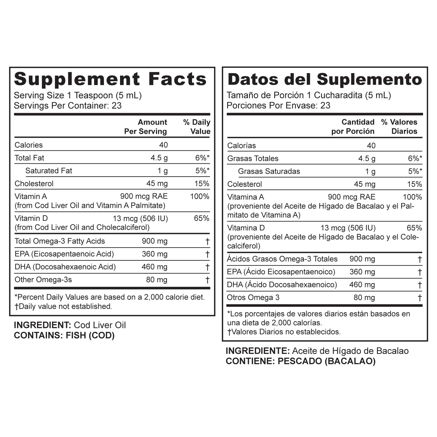 Wild-Caught Icelandic Cod Liver Oil Liquid - Pure Omega-3 Fish Oil Supplement 4 FL OZ