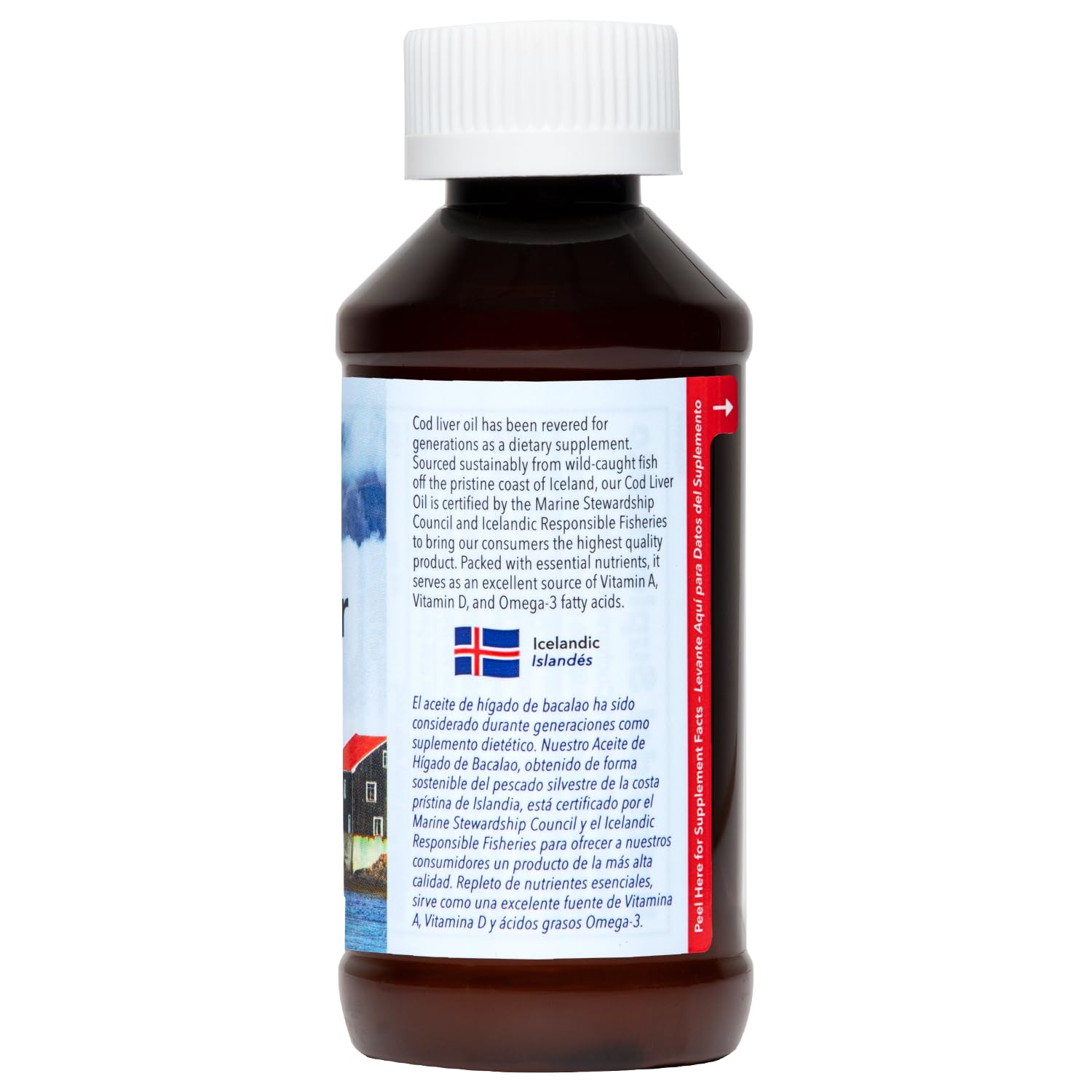 Wild-Caught Icelandic Cod Liver Oil Liquid - Pure Omega-3 Fish Oil Supplement 4 FL OZ