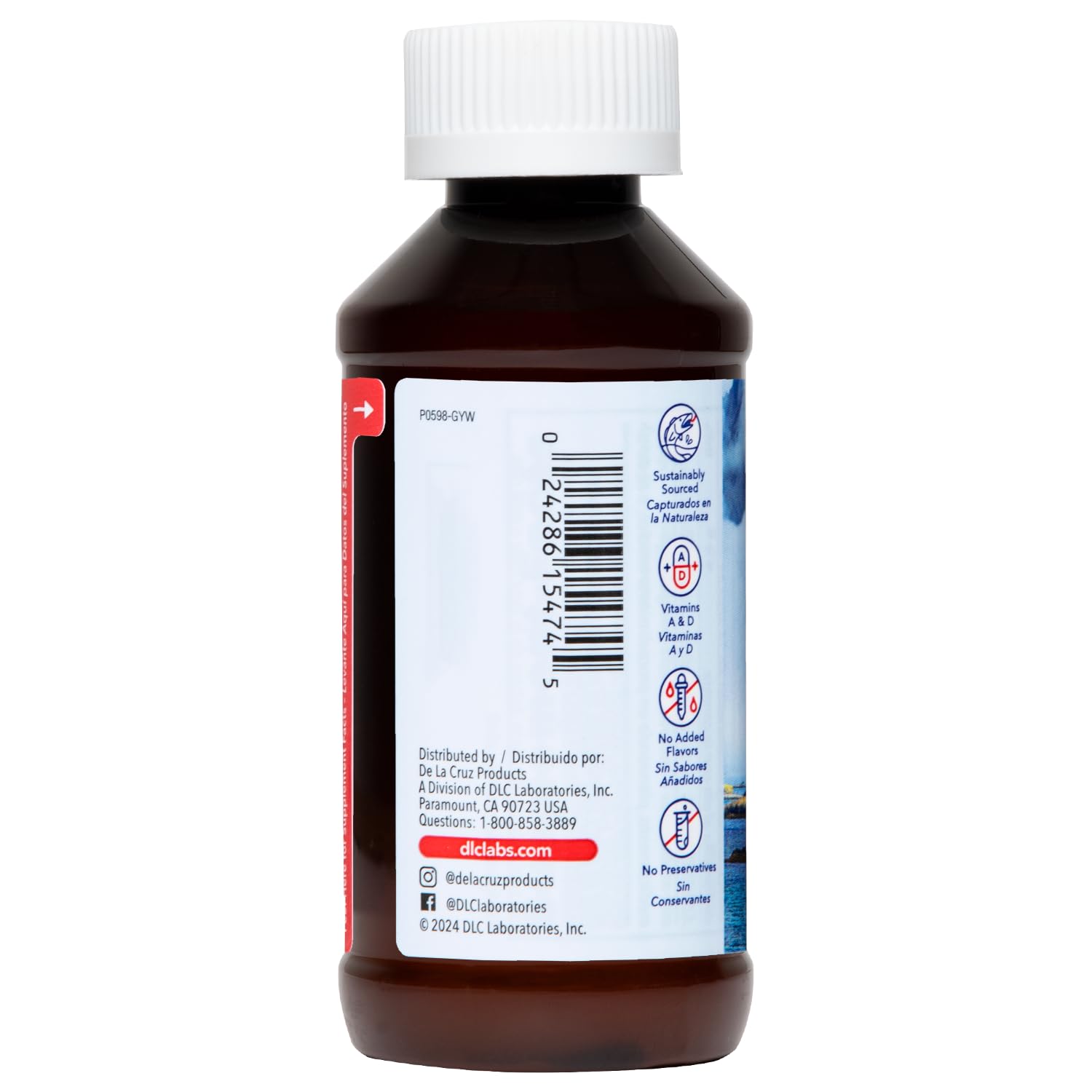 Wild-Caught Icelandic Cod Liver Oil Liquid - Pure Omega-3 Fish Oil Supplement 4 FL OZ