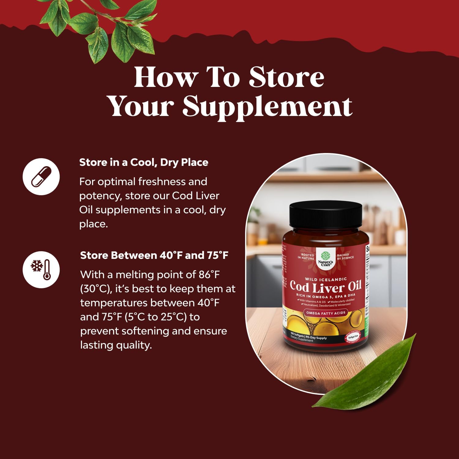 Wild Caught Icelandic Cod Liver Oil Softgels - 1000mg EPA DHA Omega 3 Fish Oil with Vitamin D3 & A - Sustainably Sourced Burpless Supplement for Heart, Joint, Brain & Immune Health