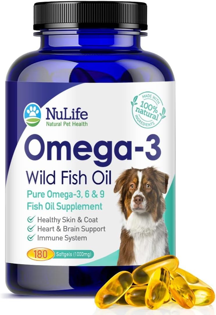 Wild Caught Icelandic Fish Oil for Dogs, Omega 3 Skin & Coat Supplement, EPA + DHA, 180 Capsules