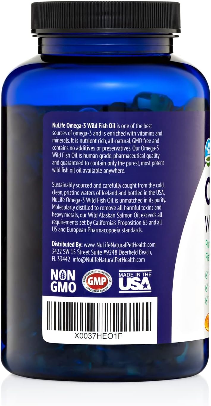 Wild Caught Icelandic Fish Oil for Dogs, Omega 3 Skin & Coat Supplement, EPA + DHA, 180 Capsules