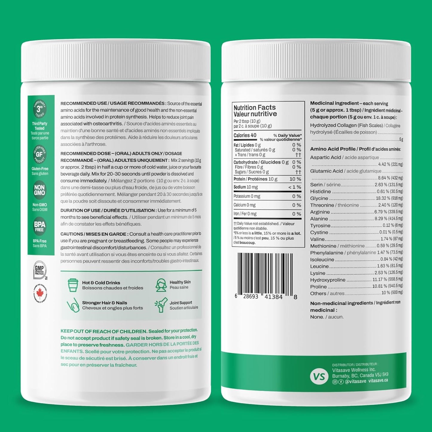 Wild-Caught Marine Collagen Peptides Powder - Non-GMO, Hydrolyzed - Supports Skin, Hair, Nails, Joints - Unflavored, Easy to Mix - 30 Day Supply