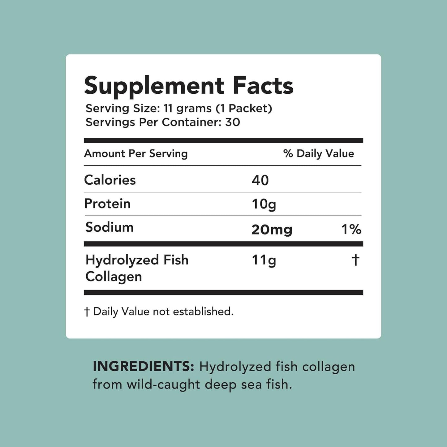 Wild-Caught Marine Collagen Peptides Powder Stick Packs - 30 Single Use Packets for Hair, Skin & Nails - Non-GMO, Zero Carbs, High Bioavailability
