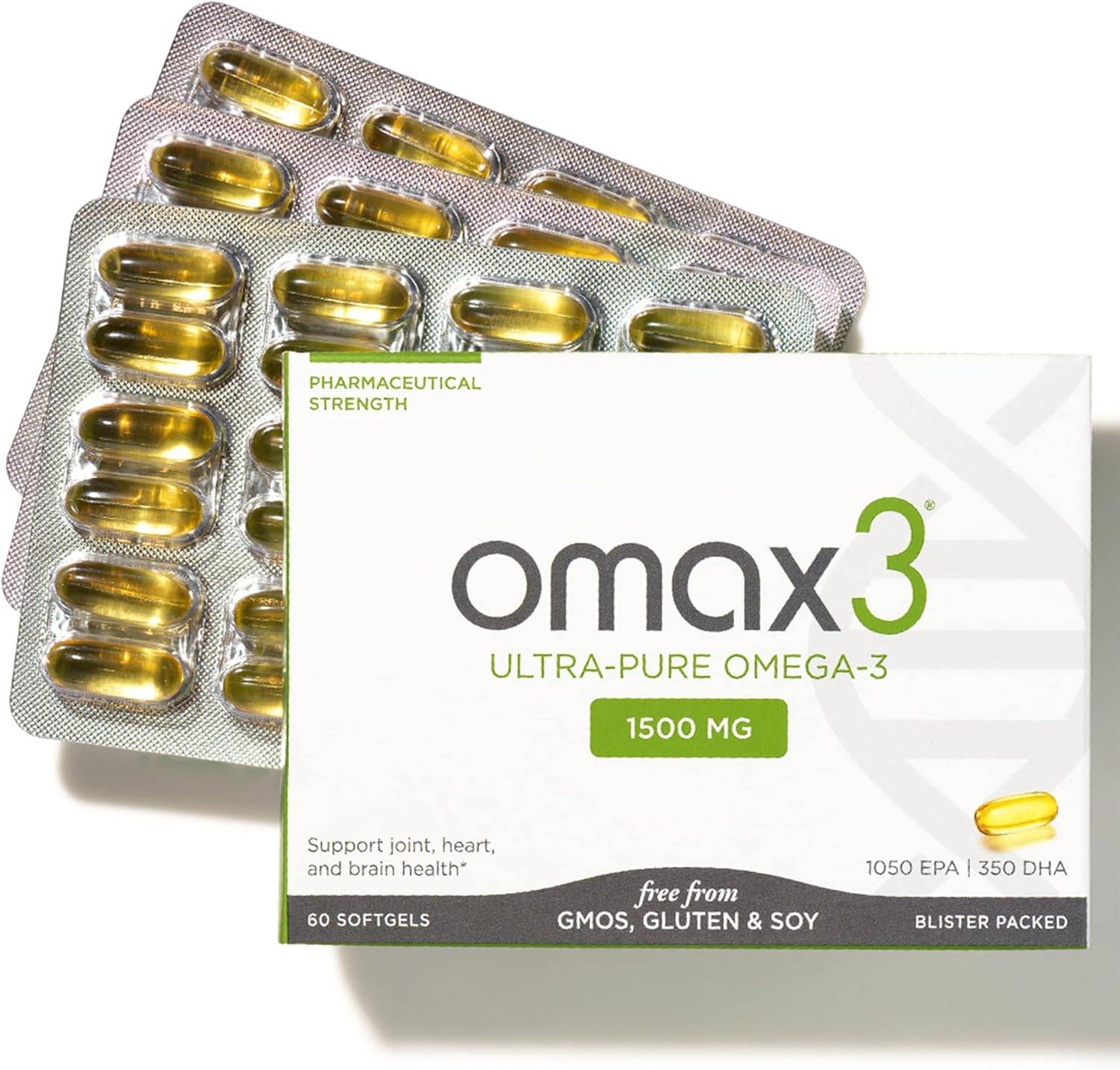 Wild Caught Omax3 Natural Omega 3 Fish Oil Pills - 1500 MG EPA DHA Joint & Muscle Support - Non-GMO, Gluten Free Supplements - 30-Day Supply
