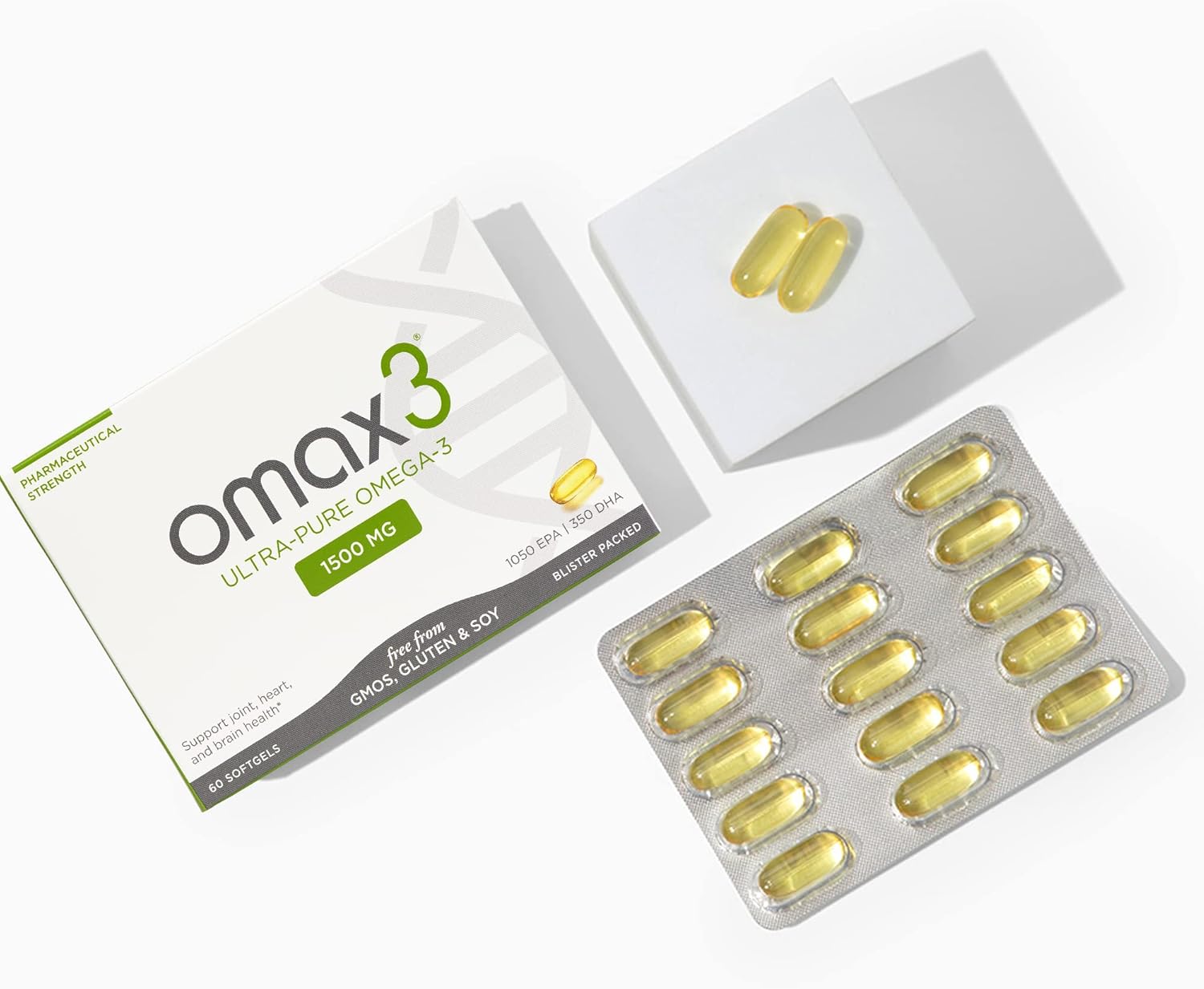 Wild Caught Omax3 Natural Omega 3 Fish Oil Pills - 1500 MG EPA DHA Joint & Muscle Support - Non-GMO, Gluten Free Supplements - 30-Day Supply