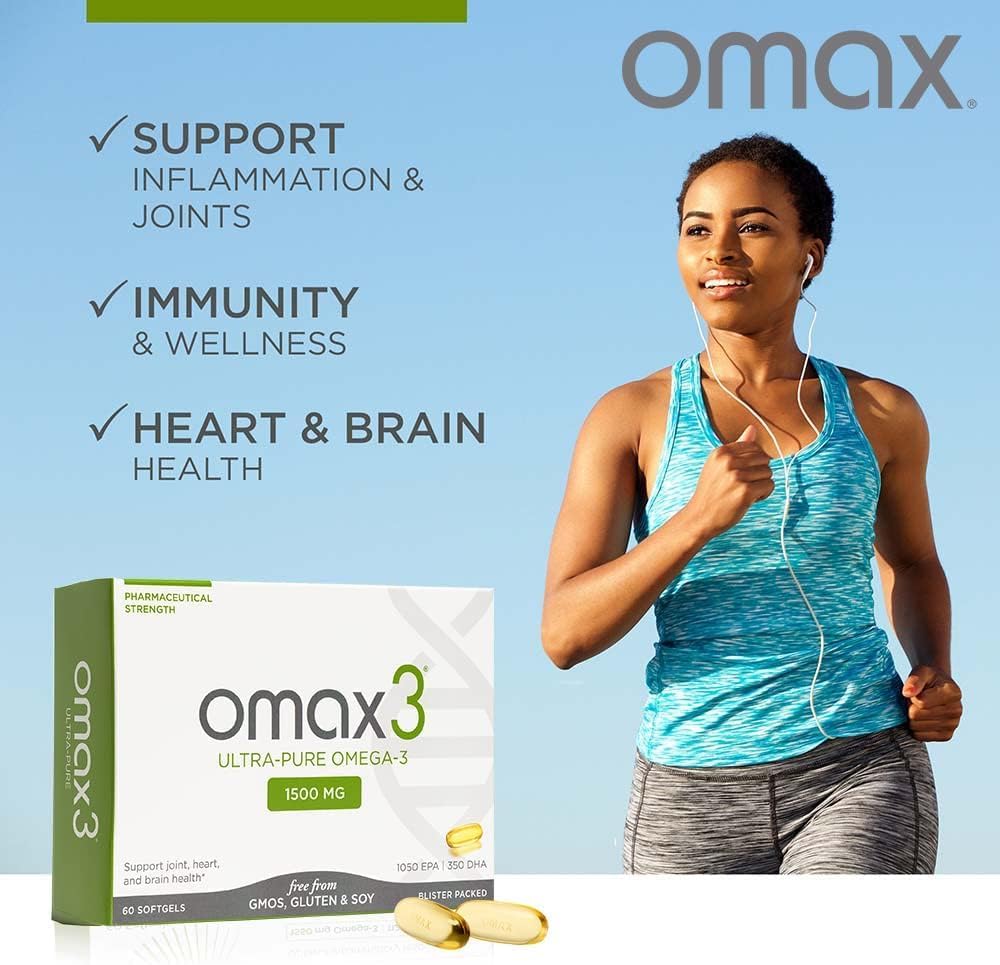 Wild Caught Omax3 Omega-3 Fish Oil Pills 1500 MG EPA DHA - Joint & Muscle Support - Non GMO Gluten Free - 60-Day Supply (2 Boxes)