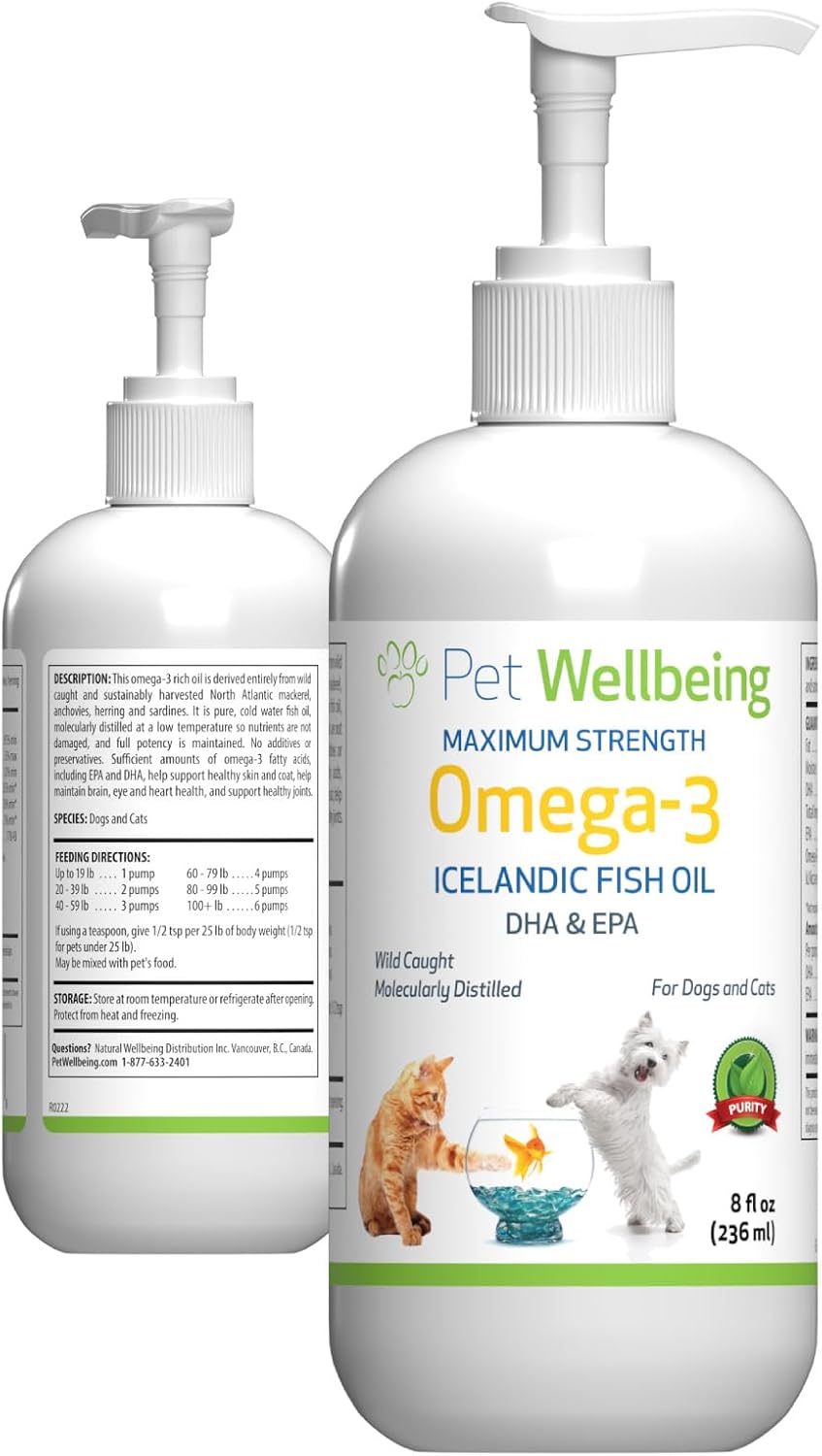 Wild-Caught Omega-3 Fish Oil for Dogs - Healthy Skin, Coat, and Joints - Anchovies and Sardines - EPA, DHA - 8 fl oz