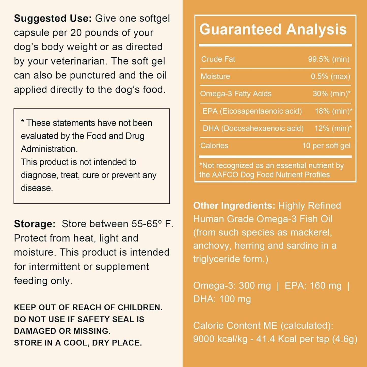 Wild Caught Omega 3 Fish Oil Softgel Capsules for Dogs - 180 Pills for Healthy Skin and Coat - 1000mg Dog Fish Oil for Shedding and Itching