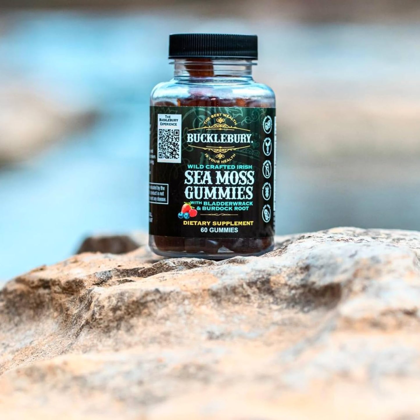 Wild Crafted Irish Sea Moss Gummies with Bladderwrack & Burdock Root - Natural Vegan Multivitamin Gummies for Immune, Thyroid, Digestive, Gut Support - 60 Gummies