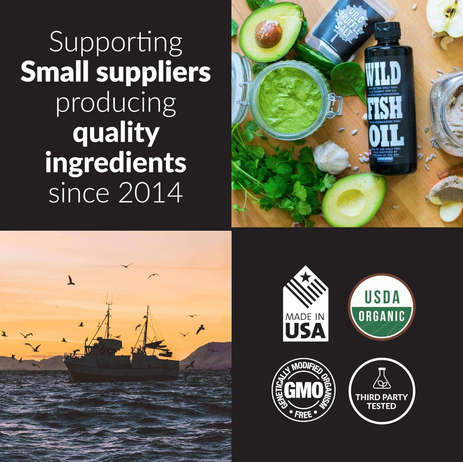 Wild Foods Lemon Liquid Omega 3 Fish Oil Supplement - 16 oz (2 pk) - Non-GMO, Gluten Free - Triple Strength Heart & Joint Nutrition with DPA, DHA, EPA for Women & Men - Wild Caught, Burpless, Odorless