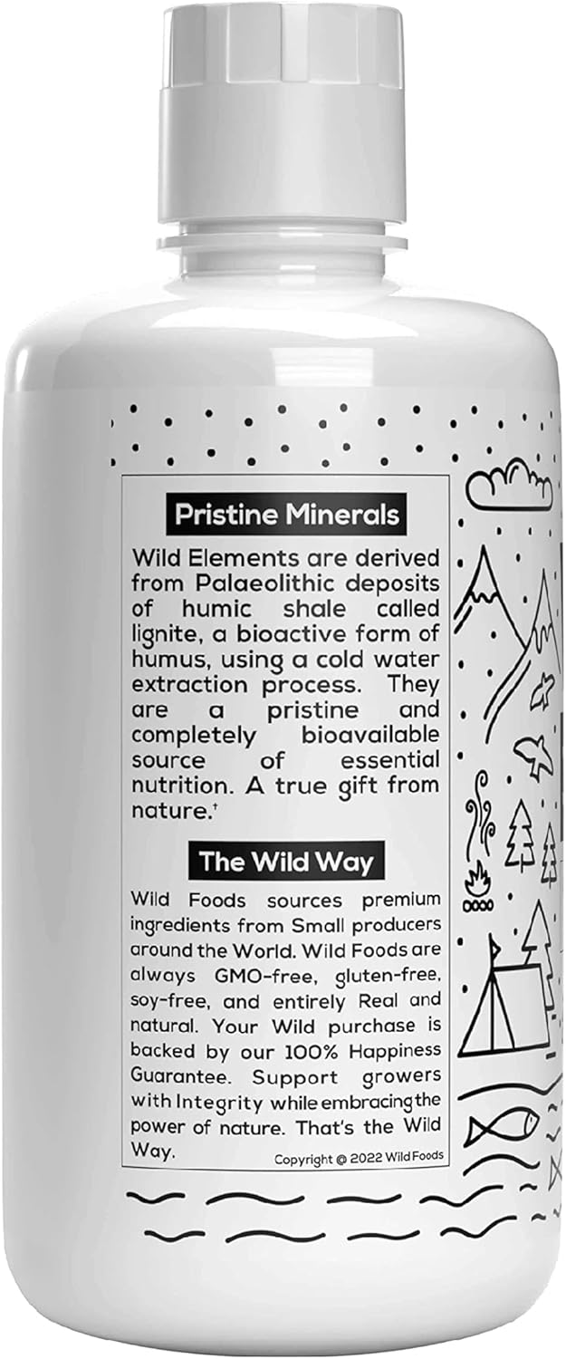 Wild Foods Wild Elements Gut Support: Ancient Plant-Derived Fulvic Acid Mineral Blend, Heal Gut, Boost Cognition & Immunity, 70+ Minerals, All Natural - 32 oz