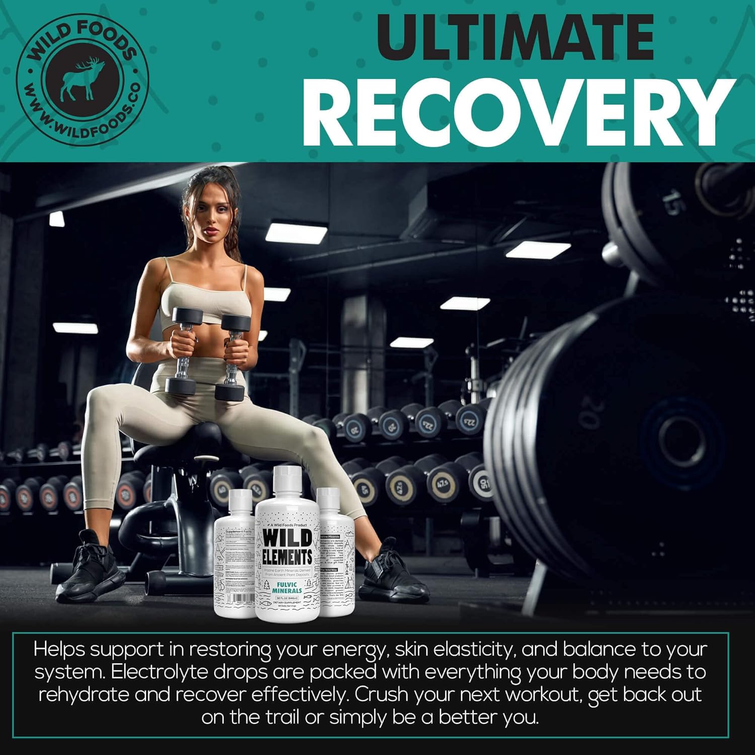 Wild Foods Wild Elements Gut Support: Ancient Plant-Derived Fulvic Acid Mineral Blend, Heal Gut, Boost Cognition & Immunity, 70+ Minerals, All Natural - 32 oz