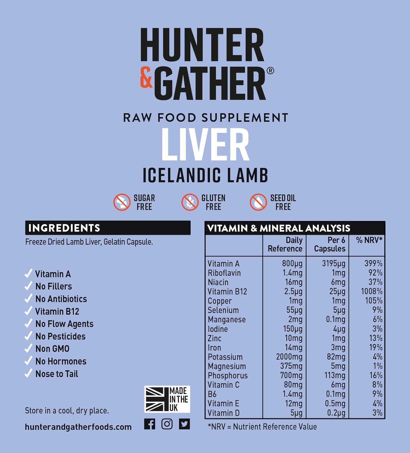 Wild Icelandic Lamb Liver Capsules | Ancestral Inspired Supplements | Grass Fed, No GMO, Antibiotics, Hormones