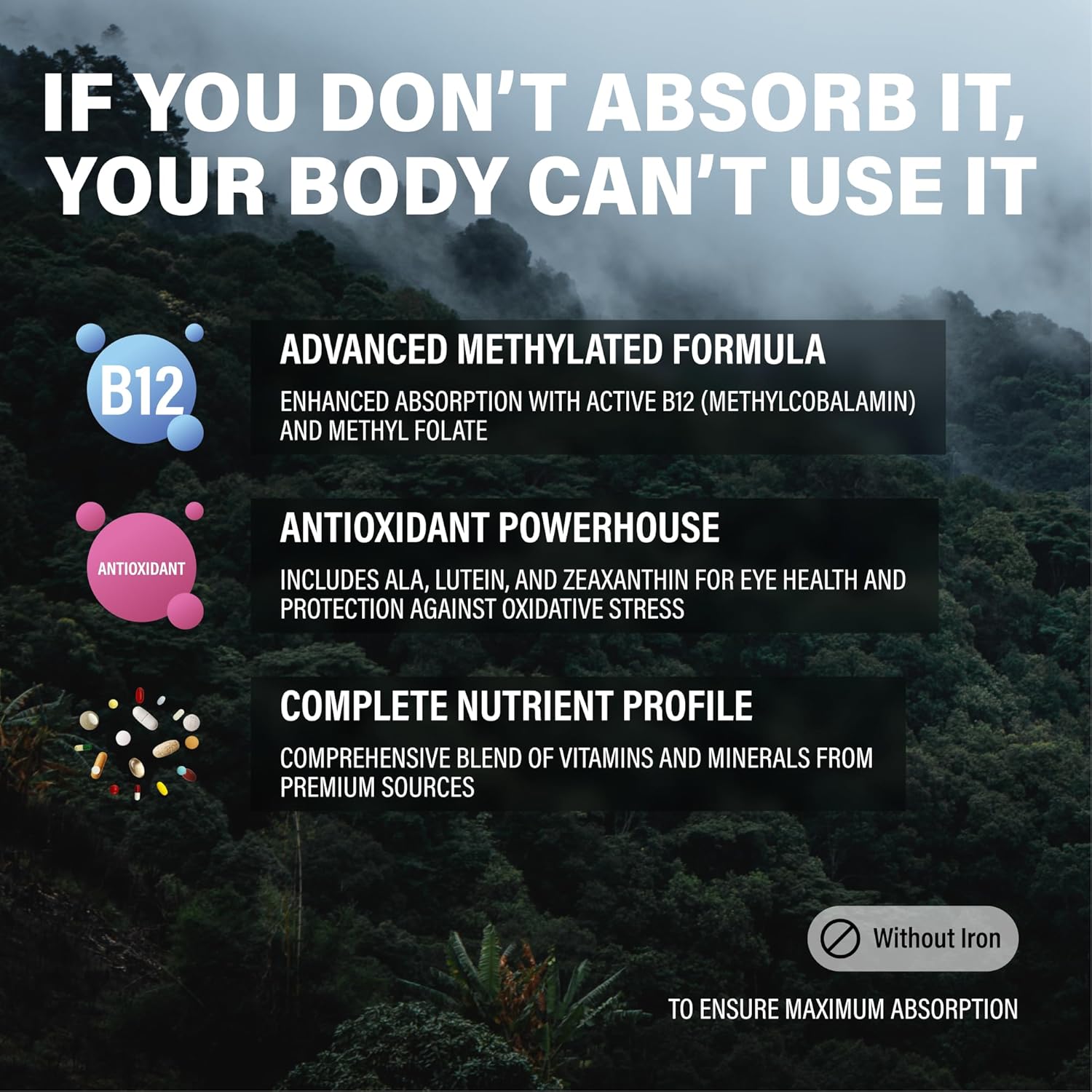 Wild Methylated Multivitamin without Iron for Women & Men - 60 Capsules