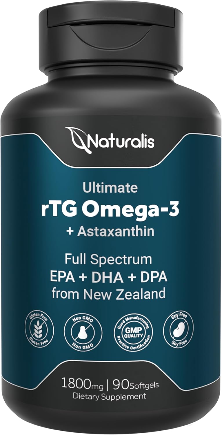 Wild New Zealand Tuna Omega 3 Fish Oil Softgels - 1800mg Full Spectrum EPA, DHA & DPA - Non-GMO, Gluten Free - 90 Count