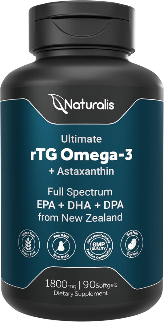 Wild New Zealand Tuna Omega 3 Fish Oil Softgels - 1800mg Full Spectrum EPA, DHA & DPA - Non-GMO, Gluten Free - 90 Count