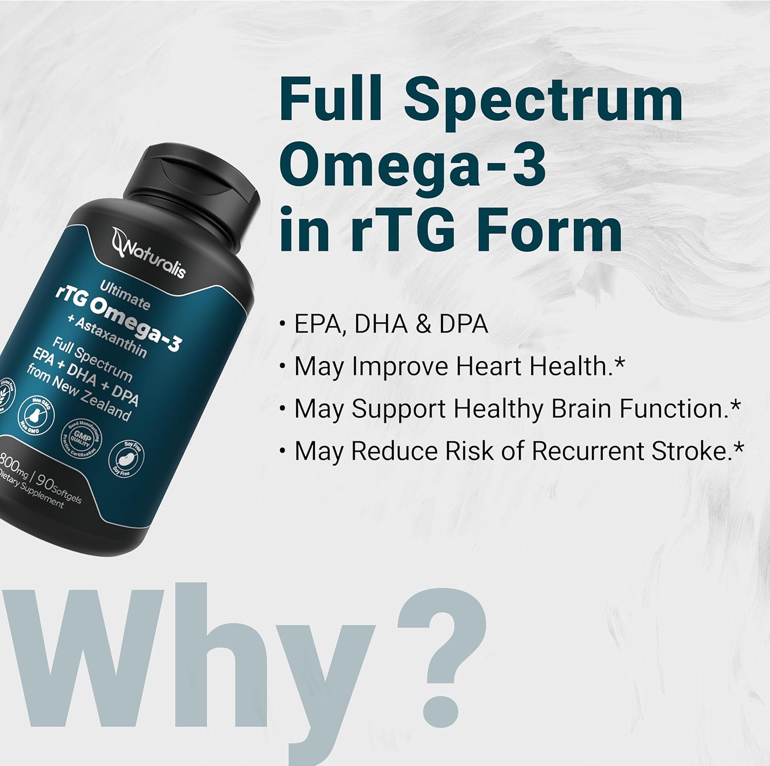 Wild New Zealand Tuna Omega 3 Fish Oil Softgels - 1800mg Full Spectrum EPA, DHA & DPA - Non-GMO, Gluten Free - 90 Count