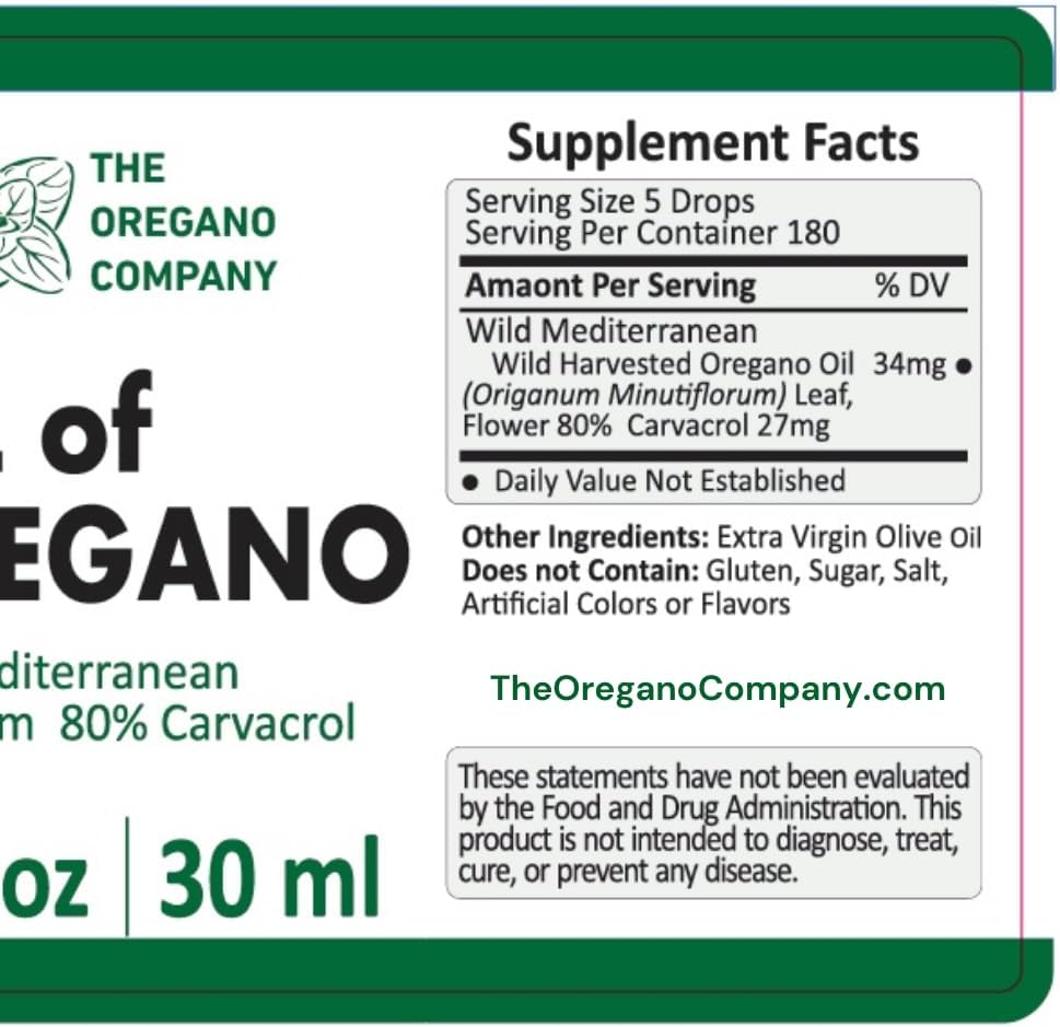 Wild Oregano Oil Extract Drops - 1 fl. oz Liquid Supplement with High Carvacrol Potency