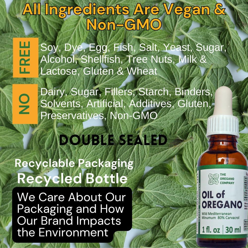 Wild Oregano Oil Extract Drops - 1 fl. oz Liquid Supplement with High Carvacrol Potency