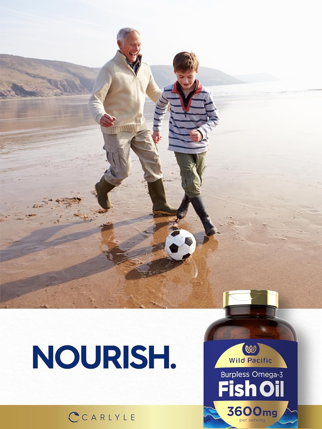 Wild Pacific Carlyle Burpless Fish Oil Softgels - Lemon Flavor | 3600 mg Omega-3 Fatty Acids | Non-GMO, Gluten Free - 300 Count