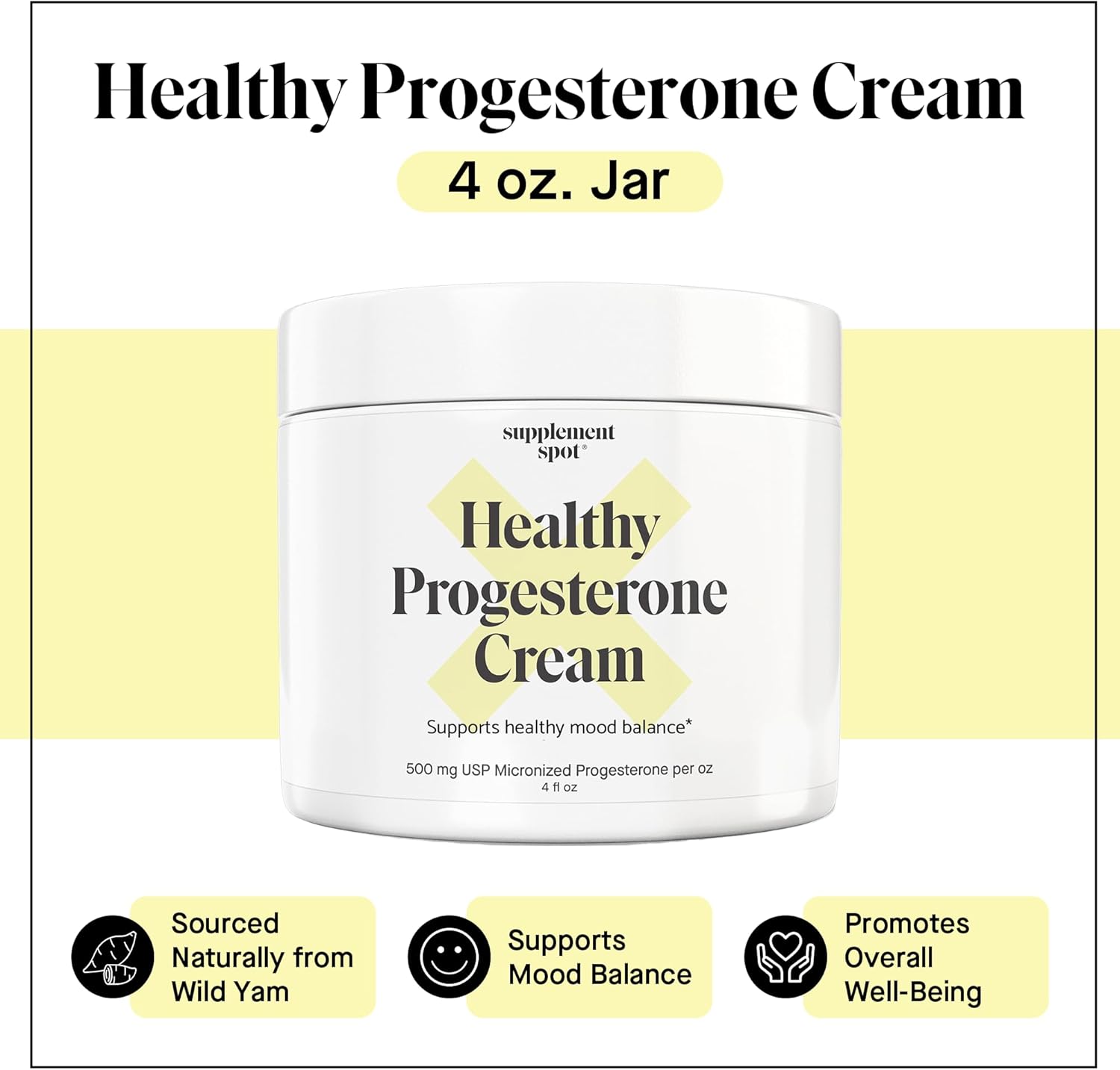 Wild Yam Progesterone Cream for Women – Natural Micronized Bioidentical Relief for Menopause & Perimenopause – Promotes Hormonal Balance (4 oz)