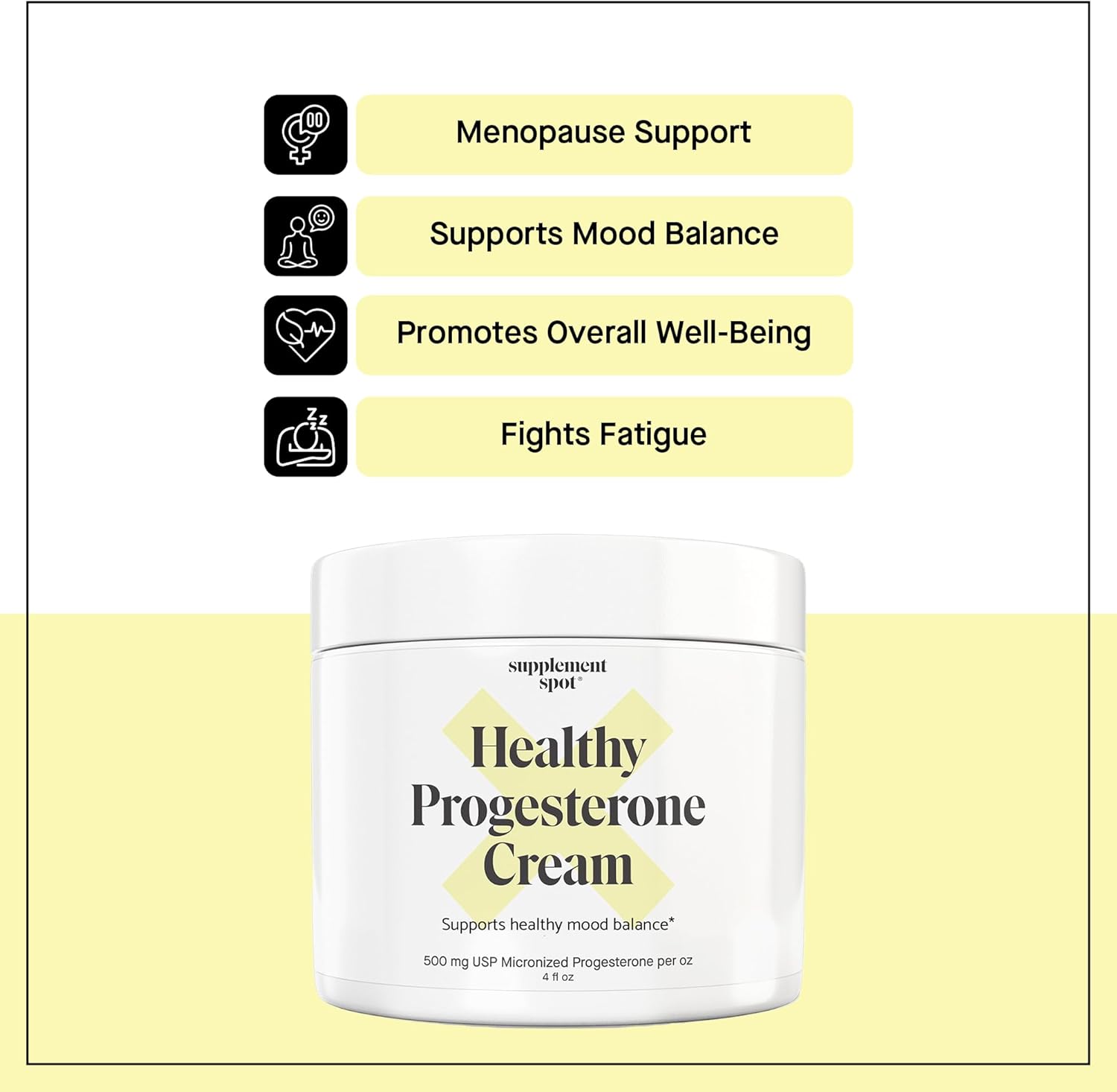 Wild Yam Progesterone Cream for Women – Natural Micronized Bioidentical Relief for Menopause & Perimenopause – Promotes Hormonal Balance (4 oz)