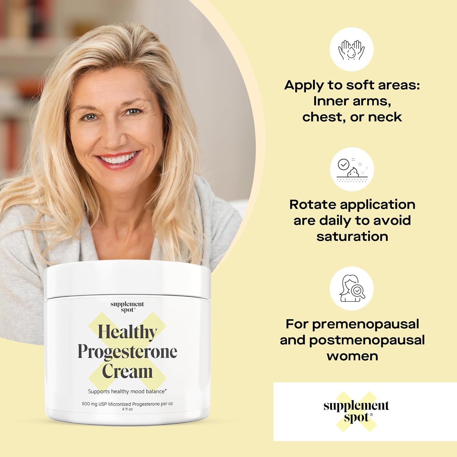 Wild Yam Progesterone Cream for Women – Natural Micronized Bioidentical Relief for Menopause & Perimenopause – Promotes Hormonal Balance (4 oz)