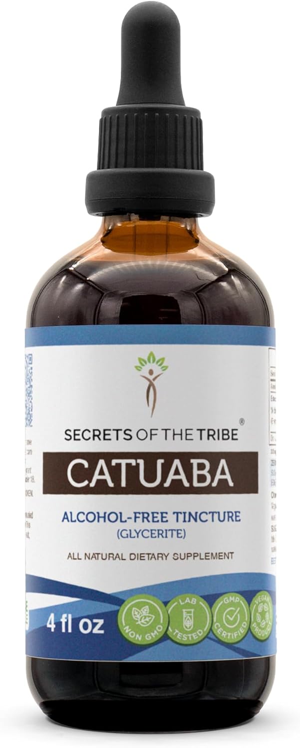 Wildcrafted Catuaba Tincture Alcohol-Free Extract - 4 OZ Bottle - Erythroxylum Catuaba Dried Bark