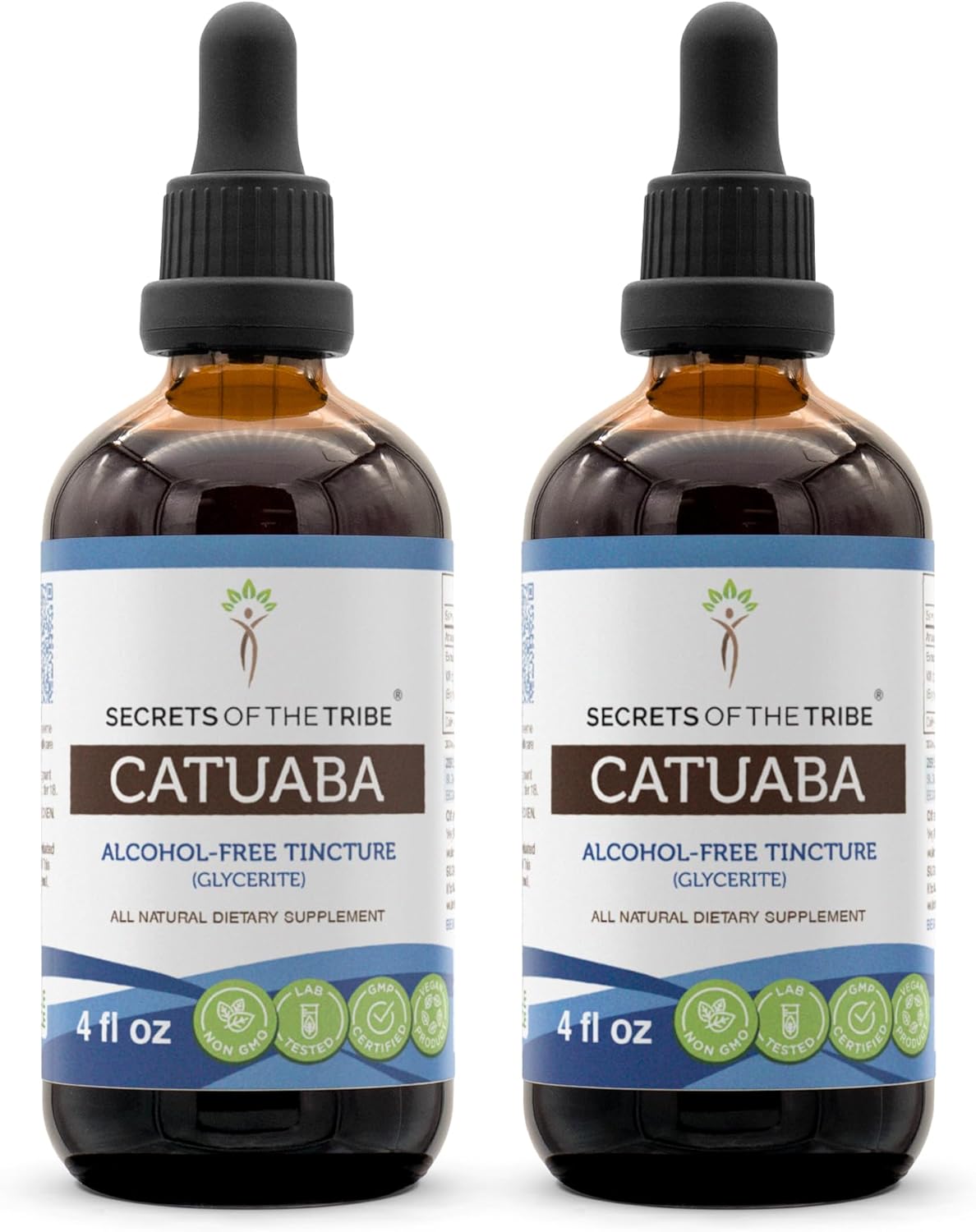 Wildcrafted Catuaba Tincture Alcohol-Free Extract - 2x4 OZ - Secrets of the Tribe