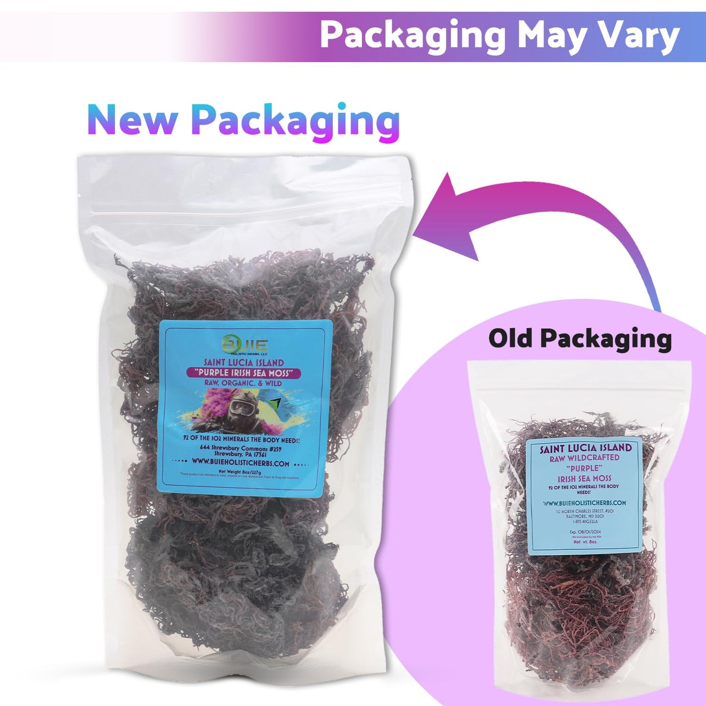 Wildcrafted Purple Irish Sea Moss Gel 240+ oz | Dr. Sebi Inspired Nutrient-Rich Raw Sun-Dried Irish Sea Moss 16 oz for Health & Wellness