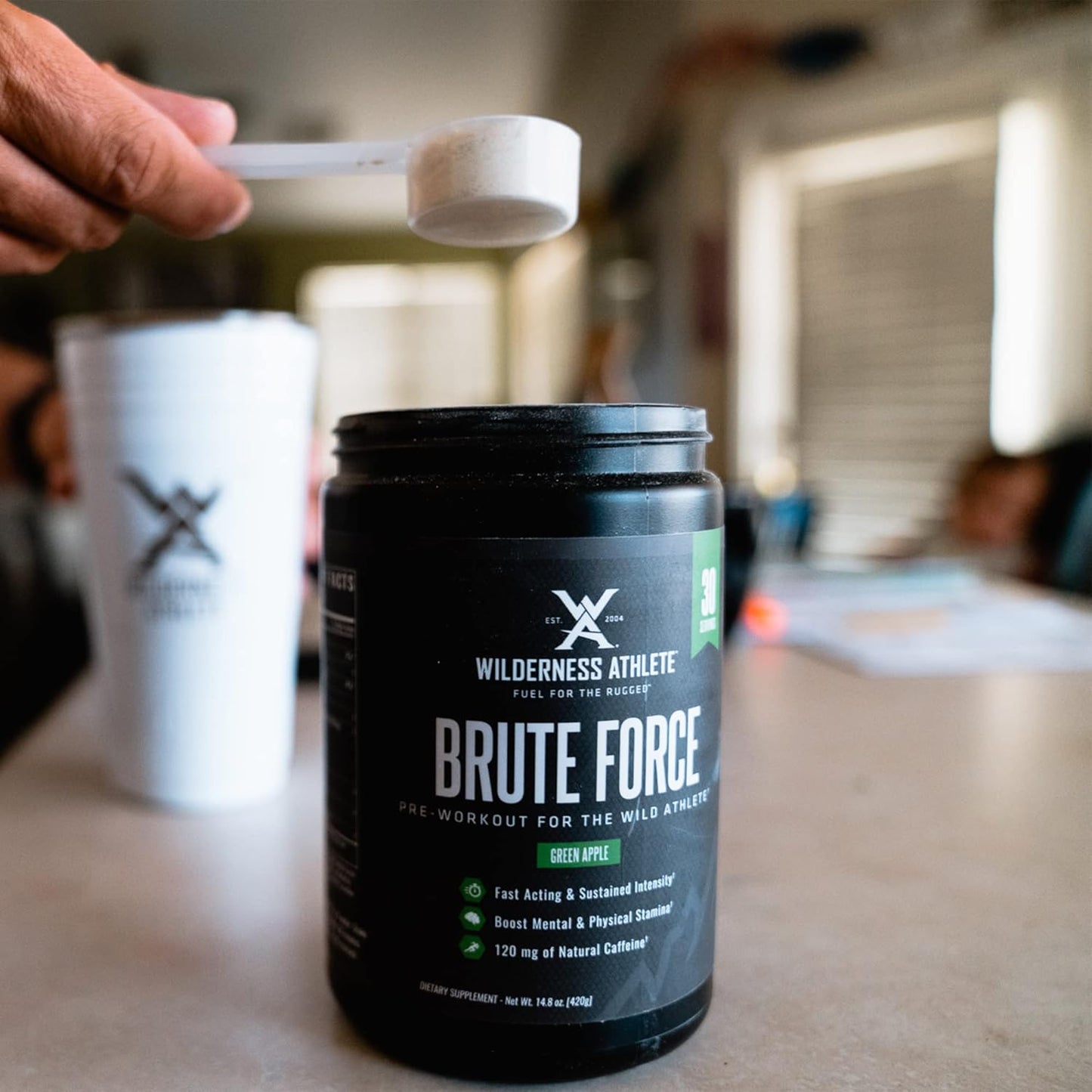 Wilderness Athlete Brute Force Pre-Workout Powder - Natural Caffeine Drink for Men & Women - Pineapple Orange Flavor