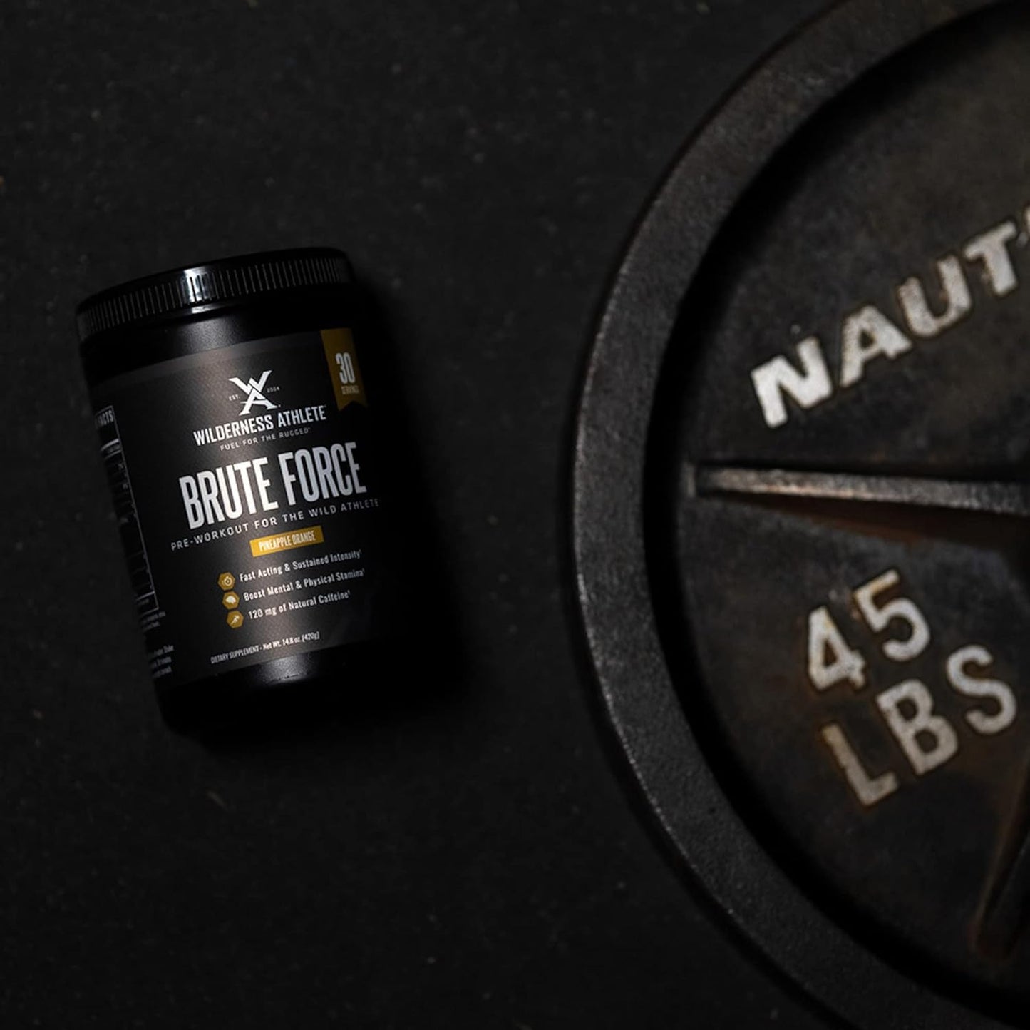 Wilderness Athlete Brute Force Pre-Workout Powder - Natural Caffeine Drink for Men & Women - Pineapple Orange Flavor