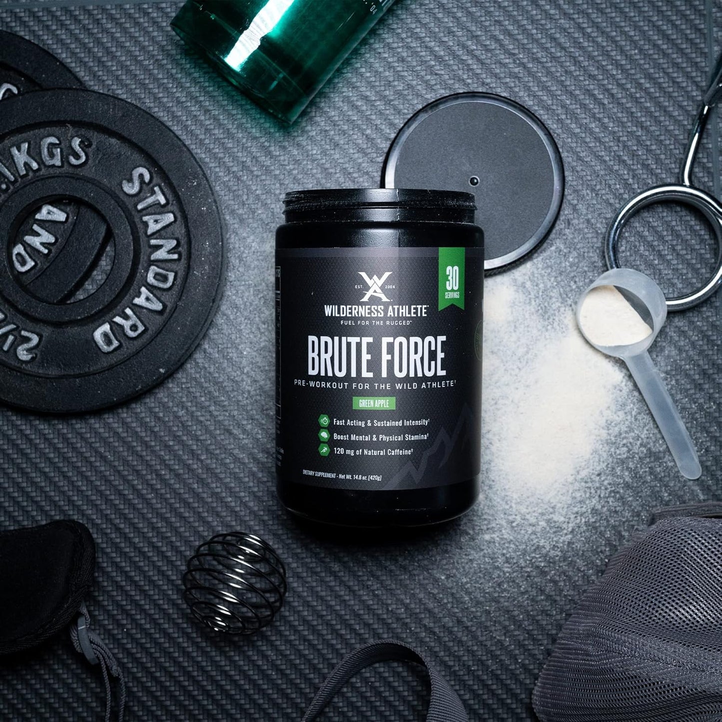 Wilderness Athlete Brute Force Pre-Workout Powder - Natural Caffeine Drink for Men & Women - Pineapple Orange Flavor