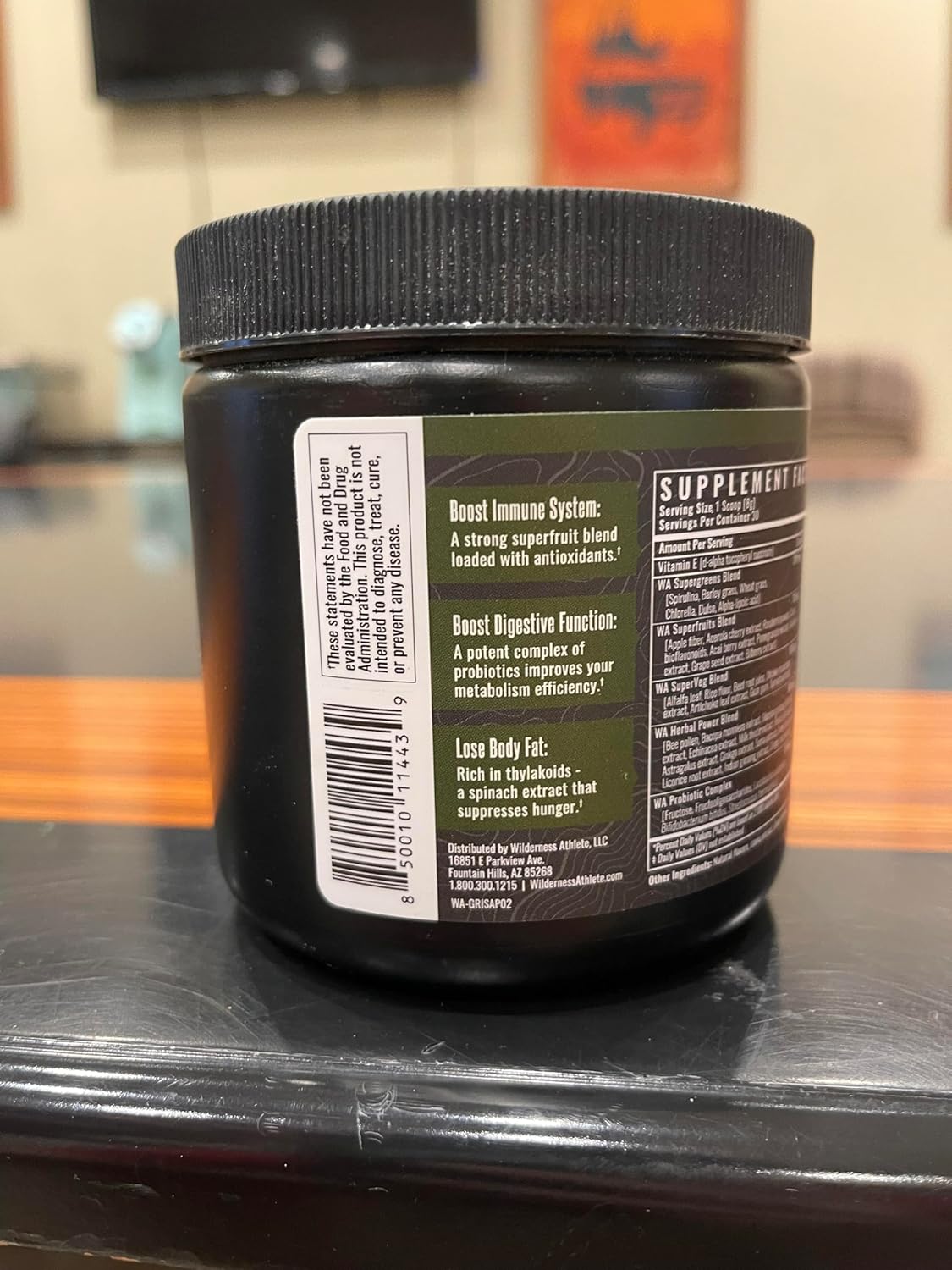 Wilderness Athlete Green Infusion Superfood Powder with Wheatgrass, Astragalus, Green Tea, Chlorella - Strawberry Acaí Passionfruit Flavor