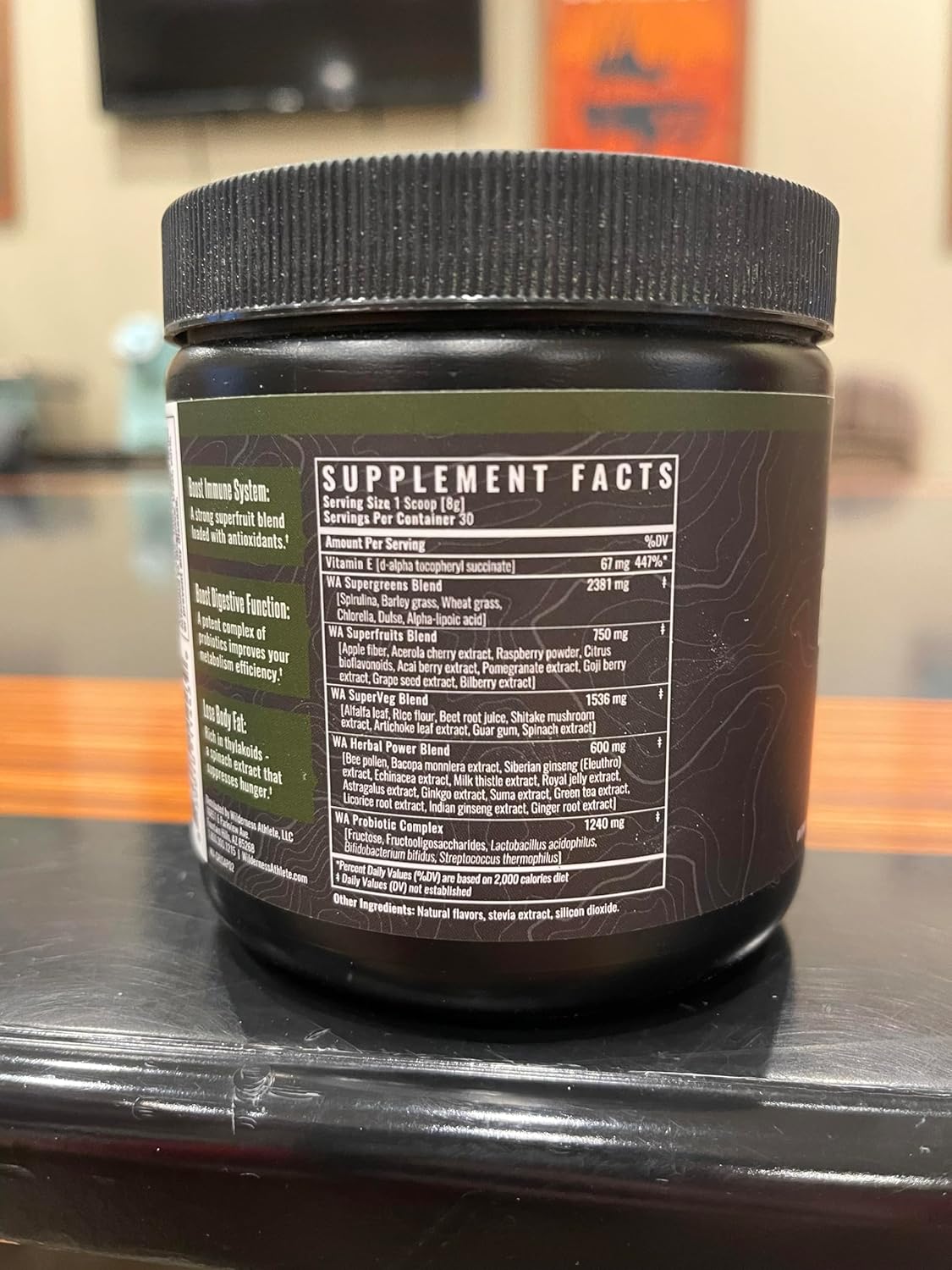 Wilderness Athlete Green Infusion Superfood Powder with Wheatgrass, Astragalus, Green Tea, Chlorella - Strawberry Acaí Passionfruit Flavor