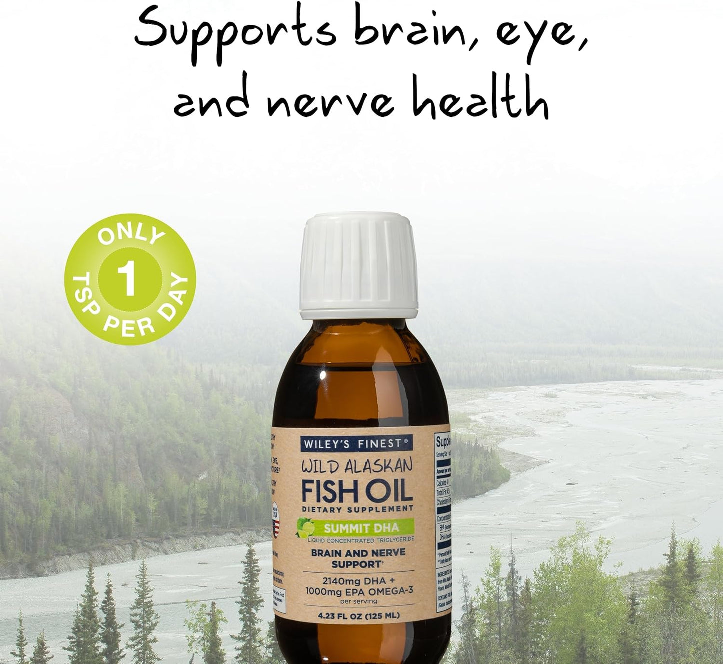 Wiley's Finest Wild Alaskan Fish Oil Summit DHA Liquid - High DHA and EPA Omega-3 Citrus Supplement - 4.23 Oz