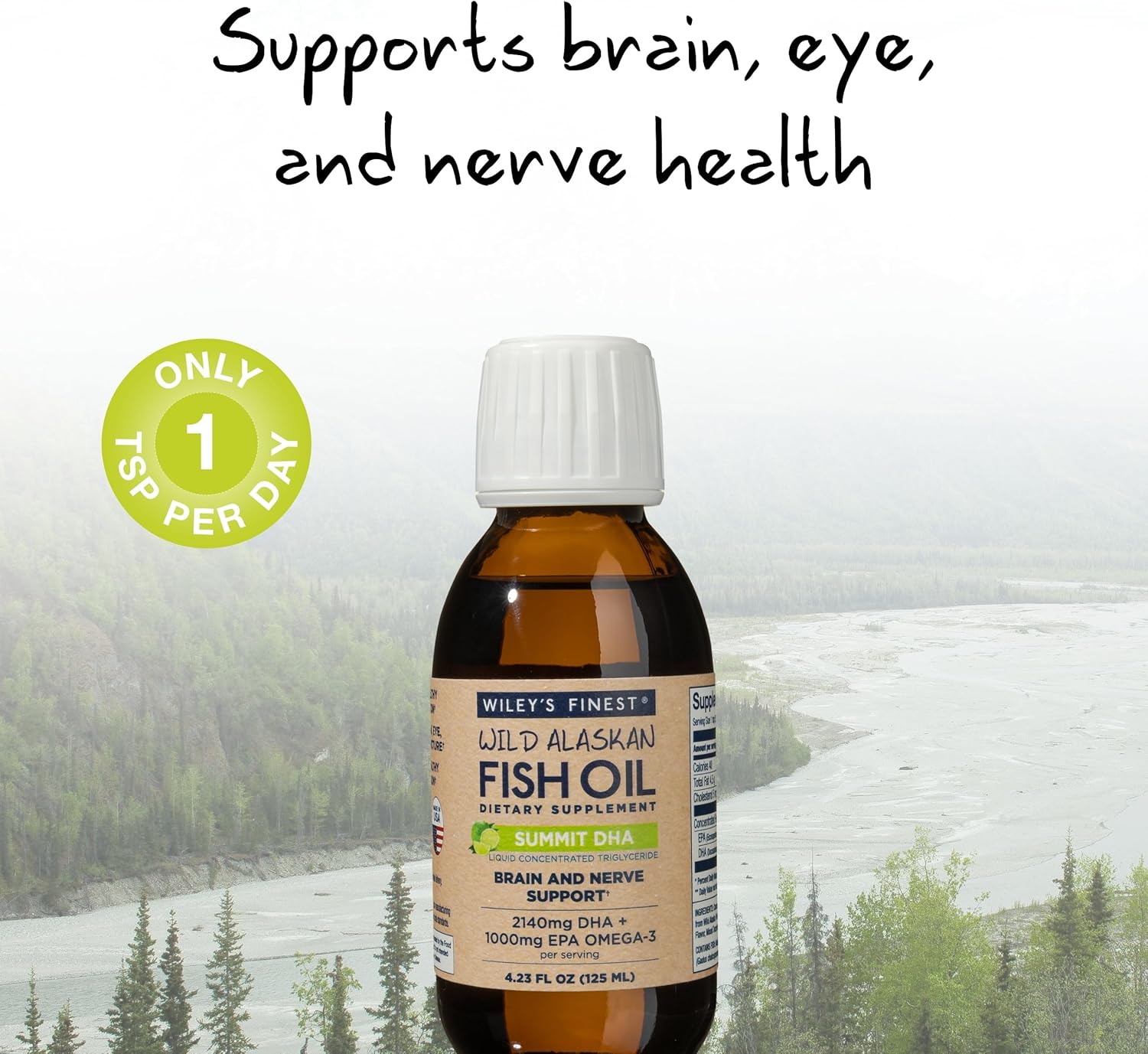 Wiley's Finest Wild Alaskan Fish Oil Summit DHA Liquid - High DHA and EPA Omega-3 Citrus Supplement - 4.23 Oz