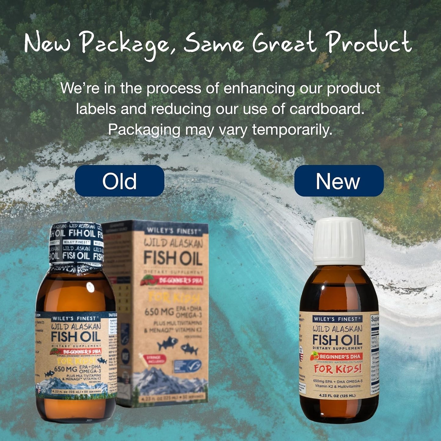 Wiley's Finest Wild Alaskan Kids' Liquid Fish Oil Supplement - Strawberry Watermelon Flavor - 650mg EPA & DHA Omega-3s - Ages 1+ - 4.23 Oz