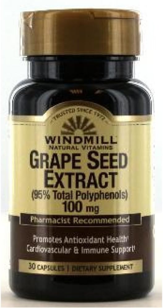 Windmill Grape Seed Extract Capsules 100mg - 30 Count - Dietary Supplement for Antioxidant Support