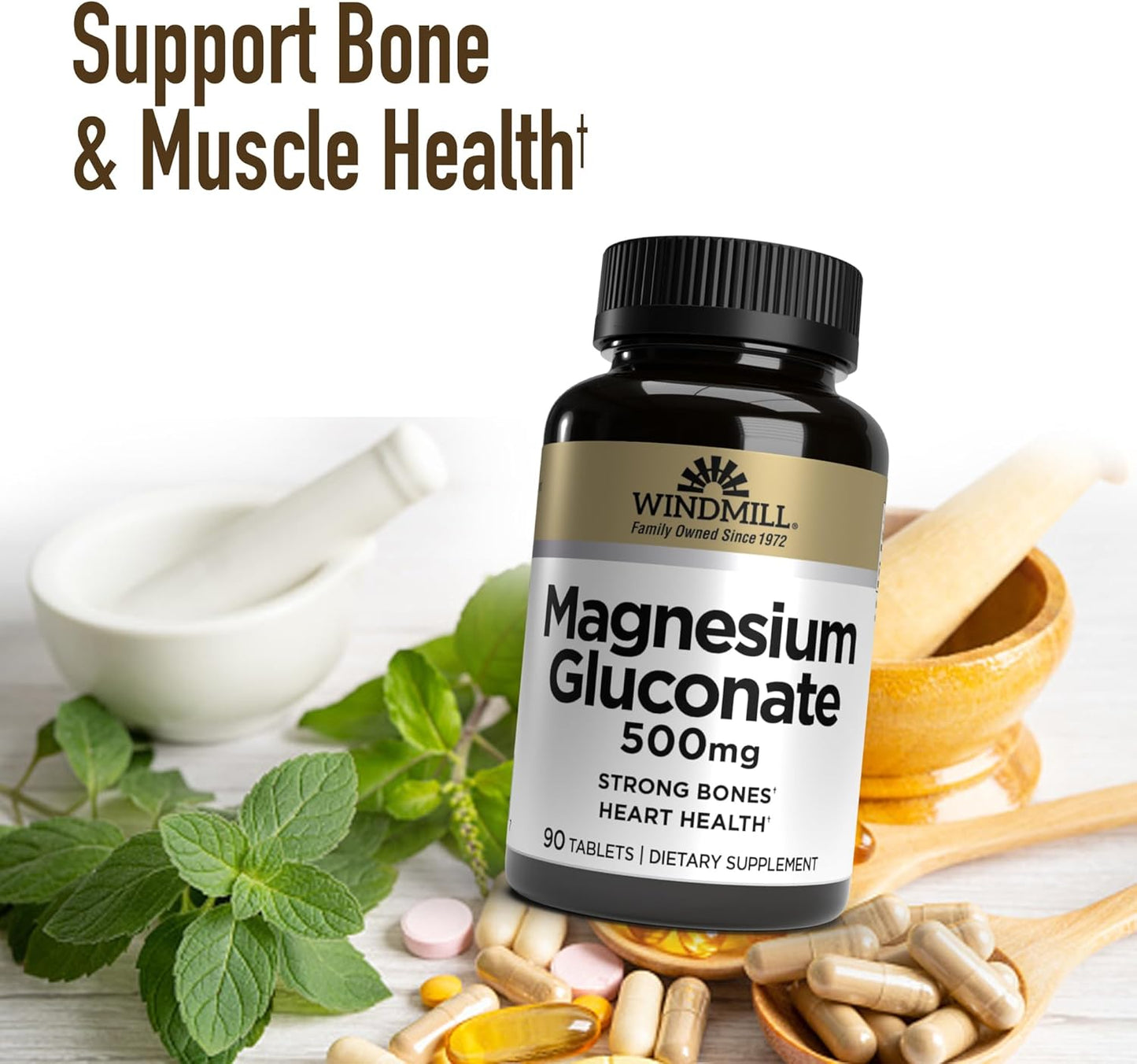 Windmill Magnesium Gluconate Tablets 500 Mg - 90 Count