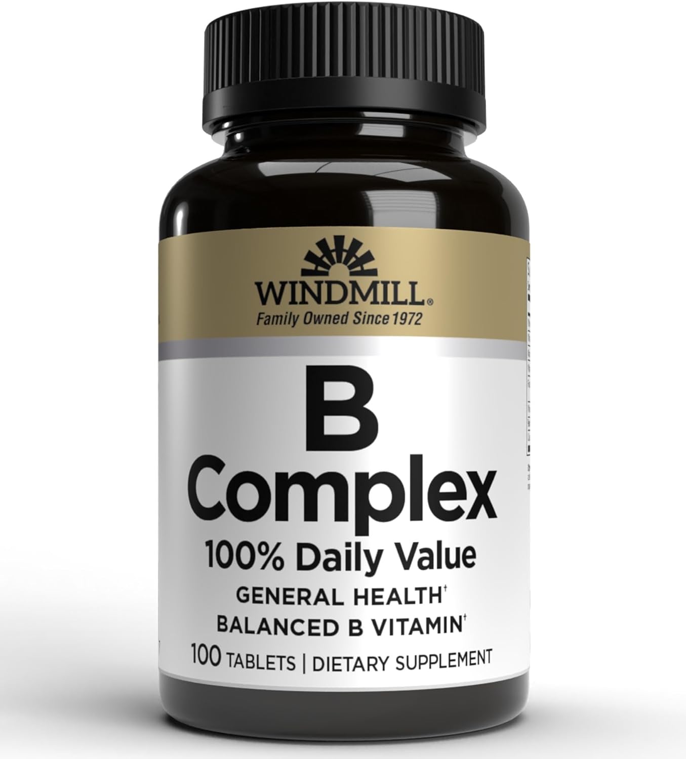 Windmill Natural Vitamins B Complex: Energy Boost & Metabolism Support - 100 Tablets